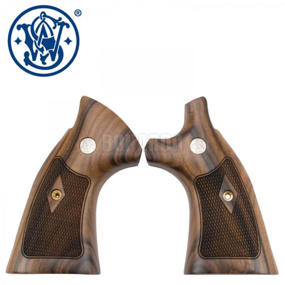 SMITH & WESSON GUANCETTE IN NOCE ZIGRINATE N FRAME ROUND TO SQUARE