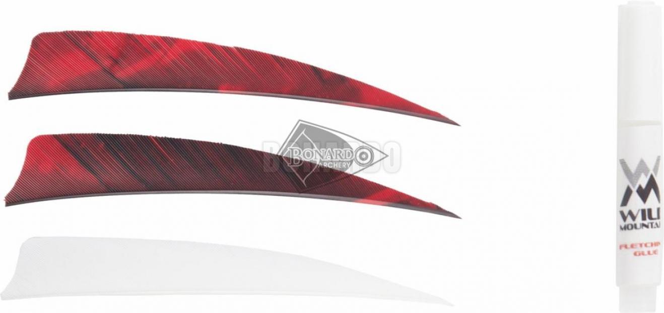 WILD MOUNTAIN PENNE NATURALI 4" SCUDO COMBO KIT + COLLA CROSS-X OMAGGIO