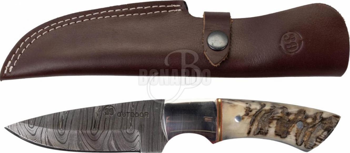 39OUTDOOR COLTELLO DAMASCO HUNTER MANICO IN CORNO