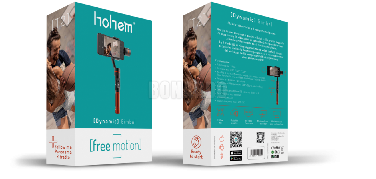 HOHEM STABILIZZATORE VIDEO PER SMARTPHONE T1-DYNAMIC GIMBAL